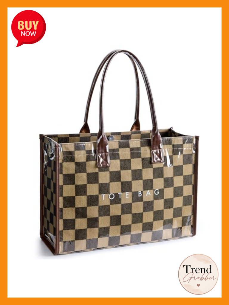 Pvc Tote Bag Women’s Kraft Paper Work Handbags With Top Handle